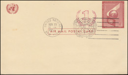 UNO New York Luftpostkarte LP 2, Gefälligkeitsstempel UNO N.Y. 23.11.1959 - Other & Unclassified