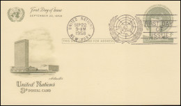 UNO New York Postkarte P 2 Als FDC 22.9.1958 Privater Schmuck-Zudruck - Sonstige & Ohne Zuordnung