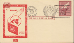 UNO New York Luftpostkarte LP 1 Als FDC 27.5.1957 Mit Privatem Zudruck - Andere & Zonder Classificatie