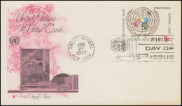 UNO New York Postkarte P 7 Als FDC 27.6.1977 Privater Schmuck-Zudruck - Autres & Non Classés