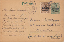 Belgien Zensur Postkarte P 9II Mit Zusatzfr. 1 Auf Postkarte VERVIERS 9.8.1916 - Besetzungen 1914-18