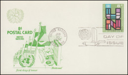 UNO New York Postkarte P 6 Als FDC 10.1.1975 Privater Schmuck-Zudruck - Other & Unclassified