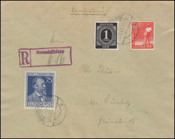 Not-R-Stempel Neuendettelsau Auf R-Brief Mit Stephan, NEUENDETTELSAU 13.6.1948 - Etiquettes 'Recommandé' & 'Valeur Déclarée'