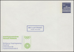PU 33/24 AG Olympia Philatelie Olympische Ringe München 1972, Ungebraucht ** - Enveloppes Privées - Neuves