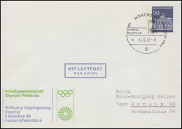 PU 33/24 AG Olympia Philatelie Olympische Ringe, Passender SSt MÜNCHEN  6.9.1972 - Privé Briefomslagen - Ongebruikt