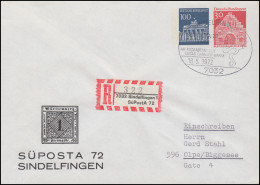 PU 38/2 SÜDPOSTA'72 Als R-Brief Mit Sonder-R-Zettel, SSt Sindelfingen 18.5.72 - Buste Private - Nuovi