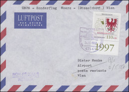 UNPA-Sonderflug Moers-Düsseldorf-Wien Bf. EF 1941 SSt MOERS Tag Der UNO 24.10.97 - Other & Unclassified