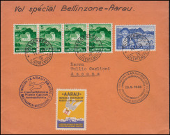 Sonderflug Aarau-Bellinzone Briefmarkenausstellung Aarau Bf. RIESENBERG 14.9.38 - Sonstige & Ohne Zuordnung