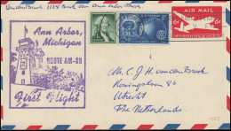 Erstflug FIRST FLIGHT ROUTE AM-86 Ann Arbor Michigan 1.5.1955 Nach Chicago 1.5. - Other & Unclassified