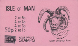 Isle Of Man Markenheftchen 9, Freimarken Wappen 50p Auf 40p 1985, ** Postfrisch - Isola Di Man