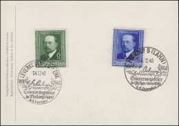 760-761 Emil Von Behring: Satz Auf Ansichtskarte Behring, SSt LEVERKUSEN 4.12.40 - Briefe U. Dokumente