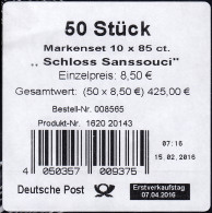 FB 56 Schloss Sanssouci, Folienblatt-BANDEROLE OHNE DHL-Code - 2011-2020