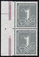 285X Ziffer 1 Pf Wasserzeichen 4W **, Rand-Paar Mit Unterbrochener Strichleiste - Unused Stamps