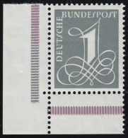 285YII Ziffernzeichnung 1 Pf Wasserzeichen 4Y Bogenecke Unt. Links Postfrisch ** - Unused Stamps
