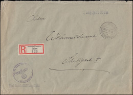 Frei Durch Ablösung Reich Deutsche Dienstpost R-Brief BRÜNN 6.3.40 N. STUTTGART - Ocupación 1938 – 45