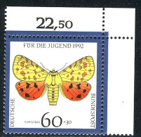 1602 Jugend Nachtfalter 60+30 Pf ** Ecke O.r. - Unused Stamps