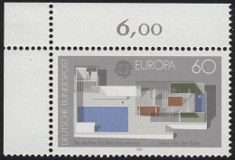 1321 Europa Van Der Rohe 60 Pf ** Ecke O.l. - Unused Stamps