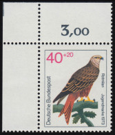 756 Jugend Greifvögel 40+20 Pf Rotmilan ** Ecke O.l. - Unused Stamps