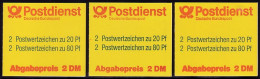 28a MH-Set: 3 MH Mit Verschiedenen Deckeldruckvarianten/Teilauflagen, Set ** - 1971-2000