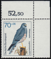 757 Jugend Greifvögel 70+35 Pf Wiesenweihe ** Ecke O.r. - Unused Stamps