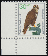 755 Jugend Greifvögel 30+15 Pf Mäusebussard ** Ecke U.l. - Unused Stamps