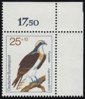 754 Jugend Greifvögel 25+10 Pf Fischadler** Ecke U.r. - Unused Stamps