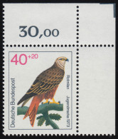 756 Jugend Greifvögel 40+20 Pf Rotmilan ** Ecke O.r. - Unused Stamps
