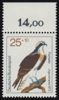 754 Jugend Greifvögel 25+10 Pf Fischadler** Oberrand - Unused Stamps