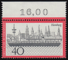 761 Fremdenverkehr Hamburg 40 Pf ** Oberrand - Unused Stamps