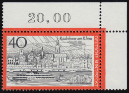 762 Fremdenverkehr Rüdesheim 40 Pf ** Ecke O.r. - Unused Stamps