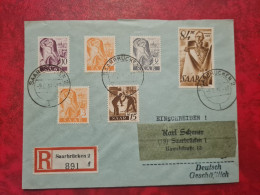 Lettre / Carte   1947 SAARBRUKEN TIMBRES SAAR  RECOMMANDE - Autres & Non Classés