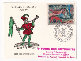 Carte 1968 Foire Antiquités Village Suisse Cité Des Antiquaires Antiquités Paris Bernard Rocher Timbre Paul Gauguin - Briefe U. Dokumente