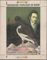 Bénin 1985 Y&T 630. Maquette. Audubon. Erreur Corrigée Sur Le Timbre Définitif. Huîtrier Pie. Oiseau Et Coquillages - Autres & Non Classés