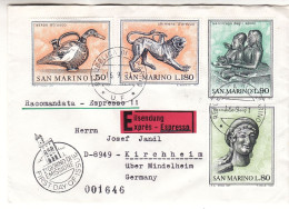 Saint Marin - Lettre Exprès De 1971 - Oblit Republica Di S. Marino - Exp Vers Kirchheim - Cachet De Mindelheim - - Covers & Documents