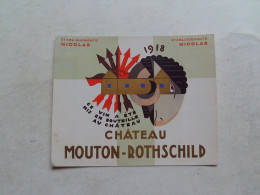 (Pauillac, Médoc - Etiquette Ancienne - Grand Cru) -  Château MOUTON-ROTHSCHILD 1918 (Etablissements NICOLAS) - Rouges