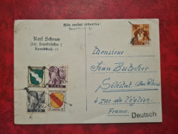 Lettre / Carte   1947 SAARBRUKEN TIMBRES SAAR  ET ZONE FRANCAISE ANNULATION CRAYON - Altri & Non Classificati