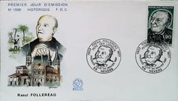 FRANCE - FDC - 1985 - RAOUL FOLLEREAU - Père Des Lépreux (Maladie Lèpre) (Oblitération 58 Nevers) Enveloppe Premier Jour - Maladies