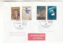 Saint Marin - Lettre Exprès De 1987 - Oblit San Marino - Faetano - Exp Vers Kirchheim - Cachet De Mindelheim - Espace - Brieven En Documenten