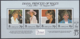 GIBRALTAR  Block 32, Postfrisch **, Tod Von Prinzessin Diana, 1998 - Gibraltar