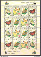1993 San Marino, Minifoglio Farfalle, WWF - Protezione Natura - Minifoglio Di 16 Valori - MNH** - Schmetterlinge