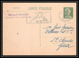 3641 France Lettre (cover) Entier Postal Stationery Carte Postale 12F VERT TYPE MULLER 1010 FOIRE DE METZ 23/2/1955 - Standaardpostkaarten En TSC (Voor 1995)