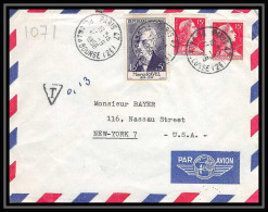 3326 France Lettre (cover) Celebrités 1956 N°1071 Maurice Ravel Compositeur 17/9/1956 Taxée Pour New York Aviation Poste - 1927-1959 Lettres & Documents