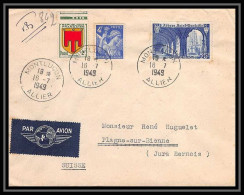 2809 France N°842 Abbaye De Saint-Wandrille Montlucon Allier Pour Suisse (Swiss) Jura Bernois 1949 Lettre (cover) - 1960-.... Brieven & Documenten