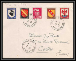 2693 France N°758/58 SERIE BLASON 17/2/1947 Paris Lettre (cover) Pour Castres Tarn - 1941-66 Coat Of Arms And Heraldry