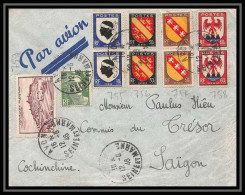 2683 France N°755/758 AVON SAIGON COCHNICHINE Viet Nam (Vietnam) 1946 Affranchissement Composé MixteTB Lettre - 1941-66 Wappen