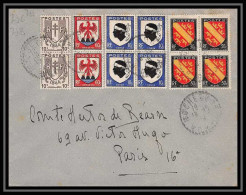 2688 France N°755/758 Armoiries 1946 BLOCS 4 Lettre (cover) Drome Affranchissement Composé Mixte - 1941-66 Coat Of Arms And Heraldry