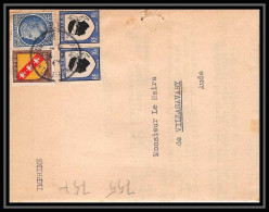 2689 France BLASON 1946 CORSE Villasavary Aude Imprimés Lettre (cover) - 1941-66 Coat Of Arms And Heraldry