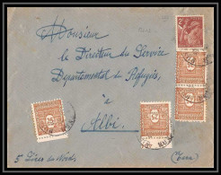 2435 France N°622 Arc De Triomphe X 4 Affranchissement Composé Mixte Albi Tarn Lettre (cover) - 1944-45 Arco Di Trionfo