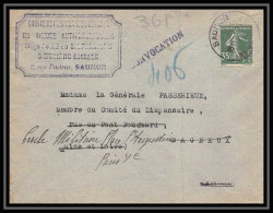 1922 TTB Lettre (cover) N°361 Semeuse Affranchissement Composé Saumur Général Passerieux Seul 1938  - 1921-1960: Moderne