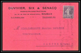 1688 Carte Postale (postcard) N°236 Semeuse Roulette Seul Pour Castres Tarn 1929  - 1921-1960: Période Moderne